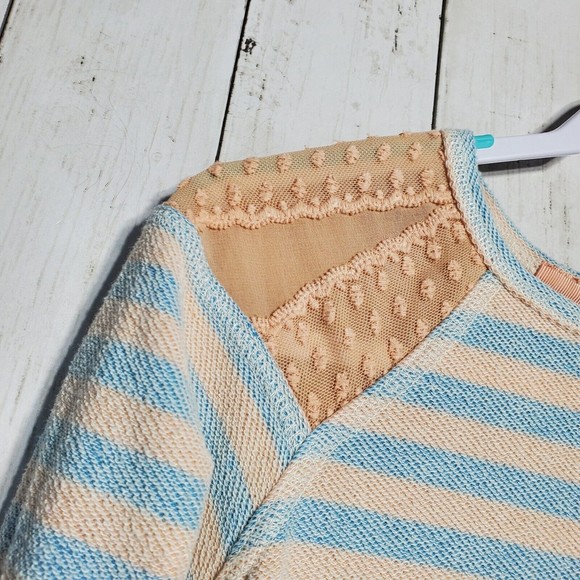 Maison Jules peach & Blue Chiffon Detail Sweater Size Small Polyester Cotton - Picture 3 of 8
